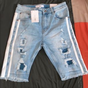 Light blue denim shorts